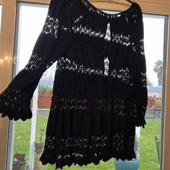 FREE PEOPLE FIRE ISLAND BLACK WOMENS SIZE M CINCH WAIST OPEN BACK KNIT TOP - Picture 4 of 13